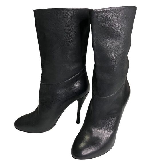 Tabitha Simmons Leather Calf Boots Shoes 39 Black Soft - Picture 1 of 12